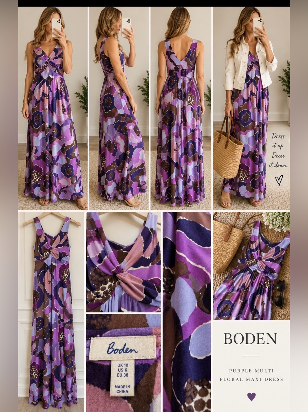 Boden Purple Multi Floral Maxi Skirt